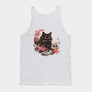 Black cat kanagawa wave Tank Top